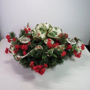 Floral Arrangement on 3 armed Candelabra silver metal (almost 2 pounds) HEAVY